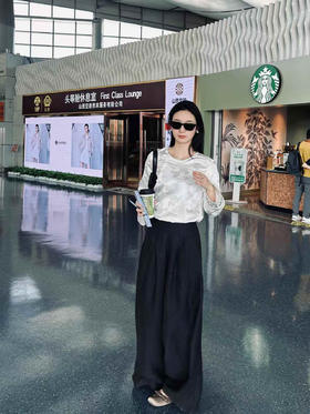 盛唐牡丹| 真丝龟纹香云纱褶皱阔腿裤