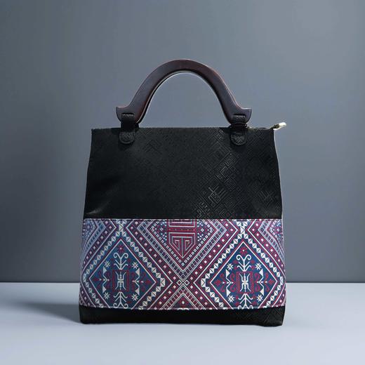 壮锦-万寿纹木柄手提包 商品图0