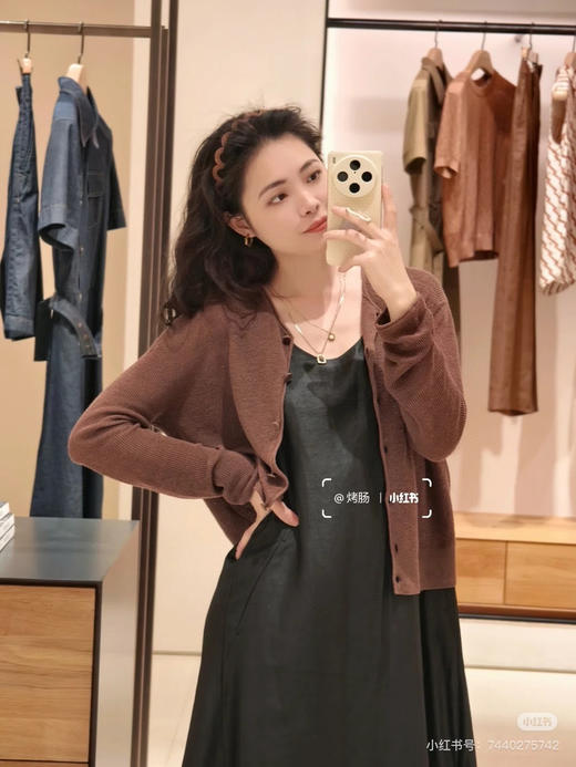 522-7 补货到 氛围感咖色 小禾 亚麻背心 亚麻开衫 商品图2