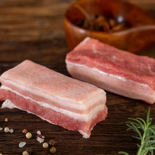 【膳博士】冰鲜带皮五花肉（嘉兴黑猪）：350g/盒*3盒 商品图1