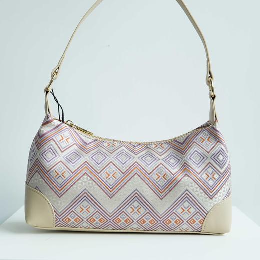 壮锦-杏黄色几何纹单肩包 商品图6