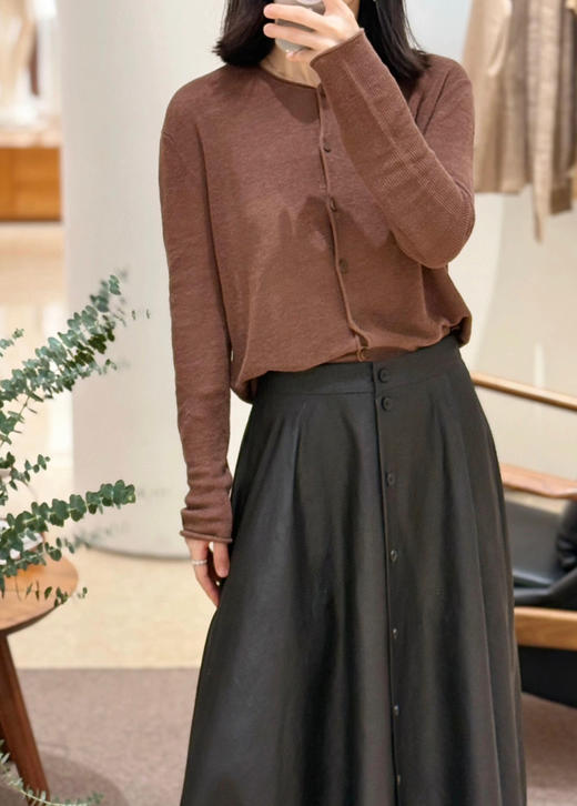 522-7 补货到 氛围感咖色 小禾 亚麻背心 亚麻开衫 商品图6