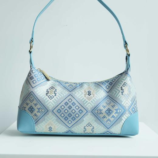 壮锦-杏黄色几何纹单肩包 商品图2