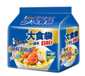 康师傅鲜虾鱼板袋面五连包490g/袋(B9-02-04)