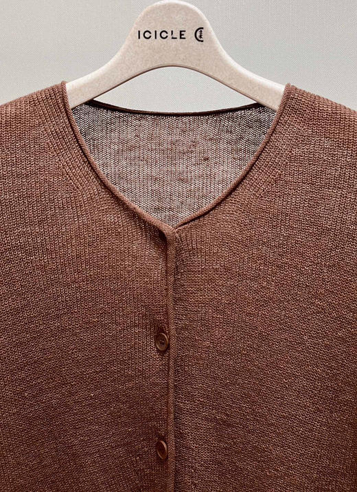 522-7 补货到 氛围感咖色 小禾 亚麻背心 亚麻开衫 商品图9