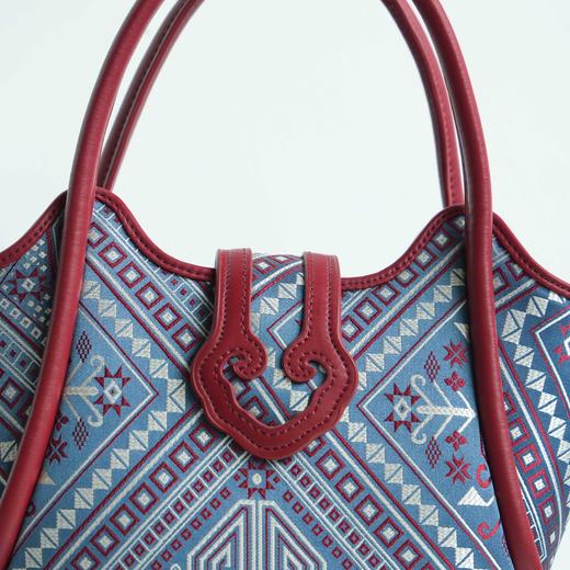 壮锦-酒红色万寿纹菜篮子手提/斜挎包 商品图1