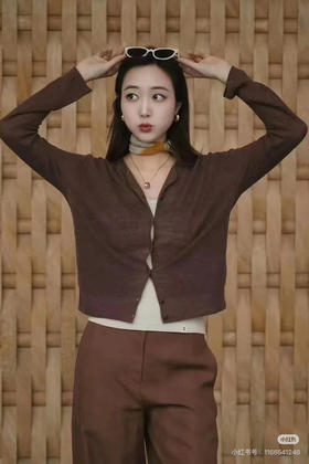 522-7 补货到 氛围感咖色 小禾 亚麻背心 亚麻开衫