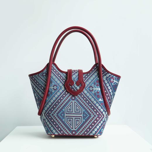 壮锦-酒红色万寿纹菜篮子手提/斜挎包 商品图0