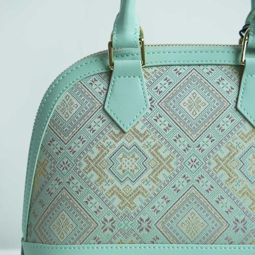 壮锦-青色四燕纹贝壳手提/斜挎包 商品图1
