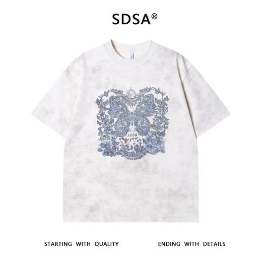 T3574夏季高级感新款男士美式蝴蝶印花圆领短袖T恤高街宽松设计师上衣 商品图1