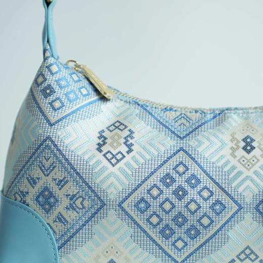 壮锦-杏黄色几何纹单肩包 商品图3