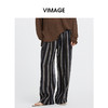 VIMAGE纬漫纪复古老钱风垂坠百搭宽松时尚条纹阔腿裤夏季新款V2305943 商品缩略图0