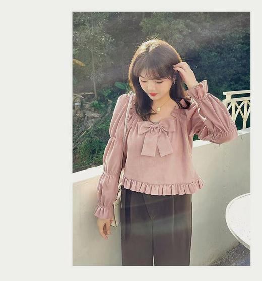 【诗铭洛可】XCA437衬衫蝴蝶结捻褶衫上衣A13-3 商品图1