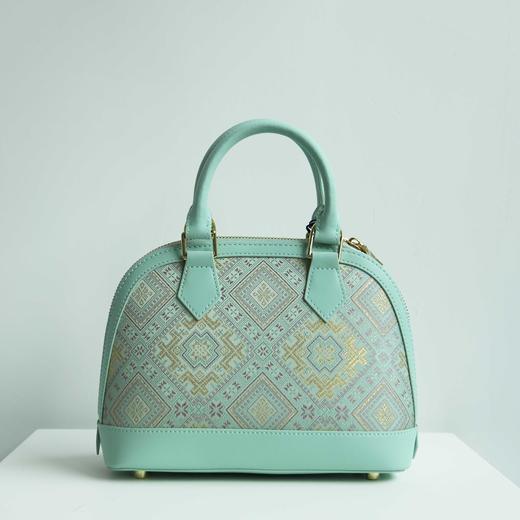壮锦-青色四燕纹贝壳手提/斜挎包 商品图0