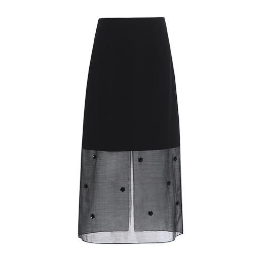 EITIE爱特爱时尚优雅高腰珠片花朵装饰宽松A字半身裙夏季新款B2506616 商品图5