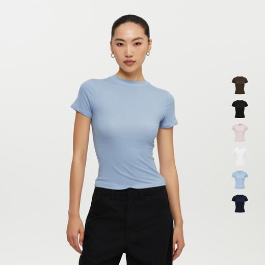 oneup天丝亚麻修身短袖T恤 商品图1