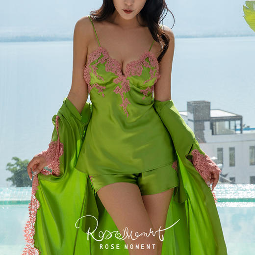 法式真丝蕾丝吊带短裤套装夏季性感睡衣家居服 T250313 商品图5