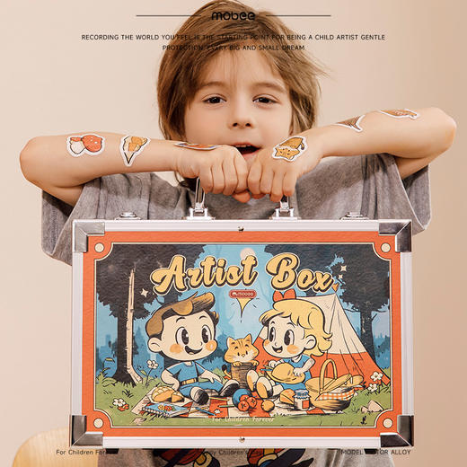 Mobee 礼物系列 绘画套装 礼盒儿童水彩笔画笔礼盒蜡笔画画工具小学生绘画套装美术彩色笔幼儿园可水洗彩笔生日男孩女孩新年礼物（包装图案随机） 商品图4