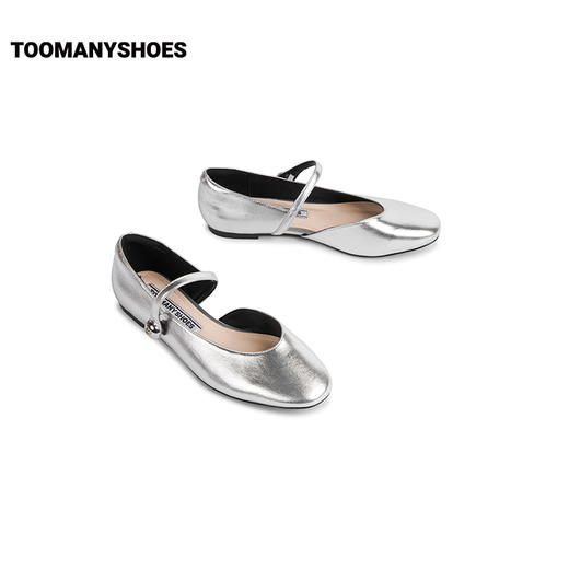 Toomanyshoes女鞋25新款海德公园平底芭蕾舞鞋复古银色玛丽珍单鞋 商品图1