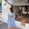超值购【诗铭洛可】X040 短袖连衣裙拼色领喇叭袖法式简约裙子A10-3 商品缩略图3