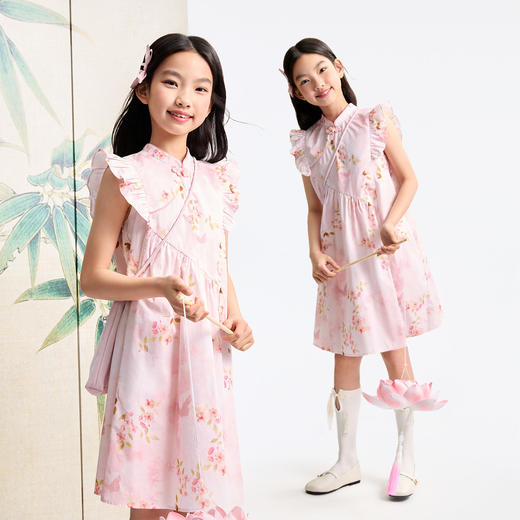 【俏皮荷叶袖】女童甜美清新印花国风裙子连衣裙夏季新款安奈儿童装EG523122 商品图2