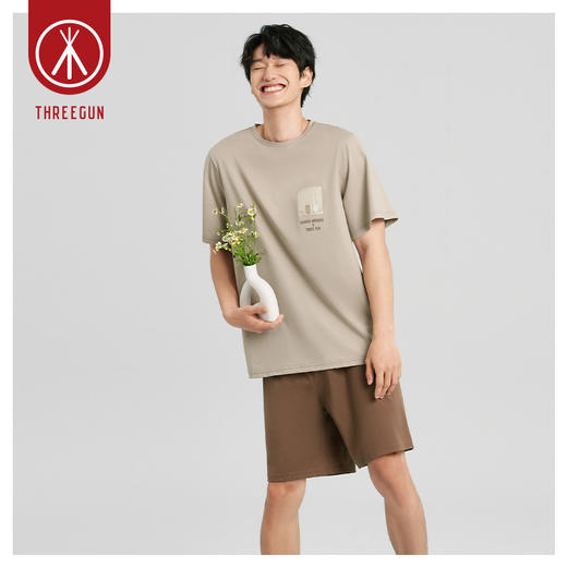 Threegun三枪 【舒肤棉】圆领短袖短裤男士家居套家居服套-82091D011 商品图6