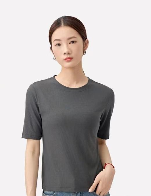 FF竹纤维女士简约圆领螺纹五分袖8070 商品图0