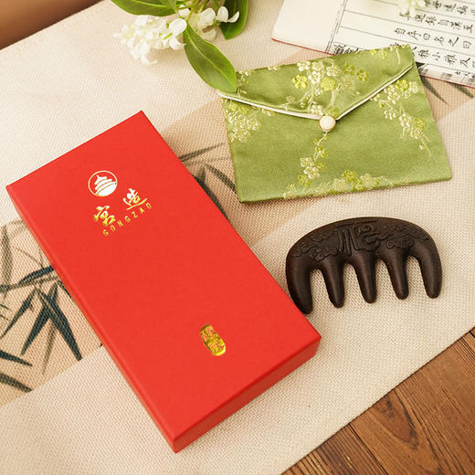 热卖！宫造 祥云纳福·何首乌香梳 按摩头皮 精美礼盒礼袋 商品图7