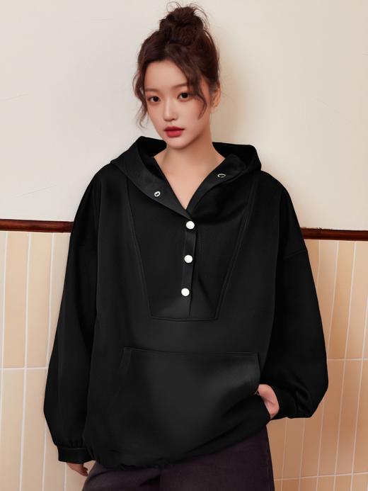 【诗铭洛可】XC7478卫衣五粒扣连帽宽松可抽绳春秋卫衣C2-2 商品图0