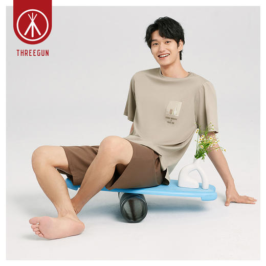 Threegun三枪 【舒肤棉】圆领短袖短裤男士家居套家居服套-82091D011 商品图2