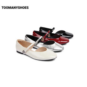 Toomanyshoes女鞋25新款海德公园平底芭蕾舞鞋复古银色玛丽珍单鞋