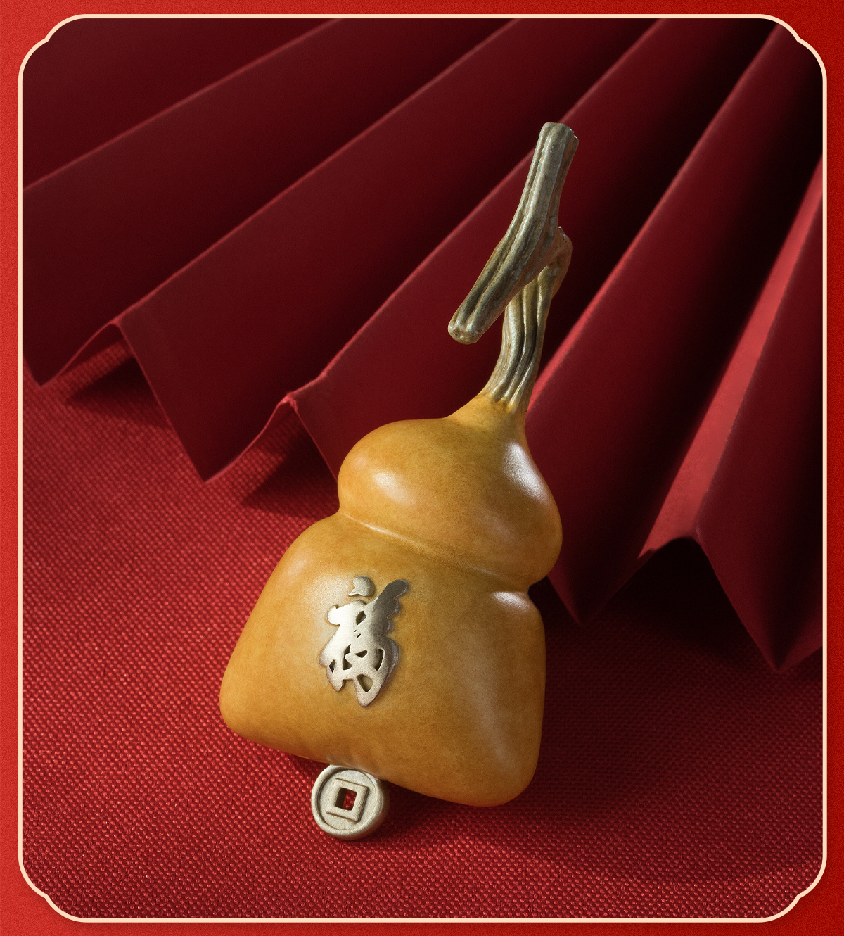 铜师傅《福禄钱袋》客厅桌面铜葫芦摆件 家居装饰工艺品 节日礼物