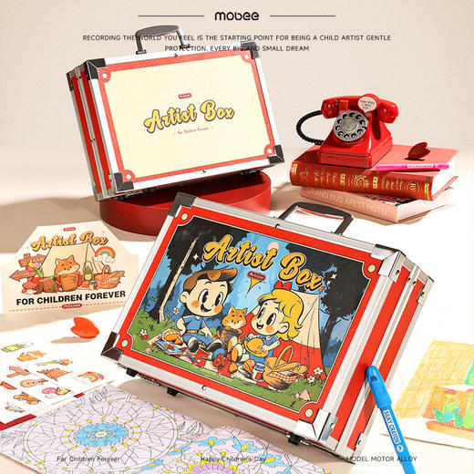 Mobee 礼物系列 绘画套装 礼盒儿童水彩笔画笔礼盒蜡笔画画工具小学生绘画套装美术彩色笔幼儿园可水洗彩笔生日男孩女孩新年礼物（包装图案随机） 商品图3