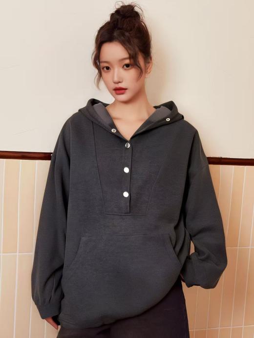 【诗铭洛可】XC7478卫衣五粒扣连帽宽松可抽绳春秋卫衣C2-2 商品图2