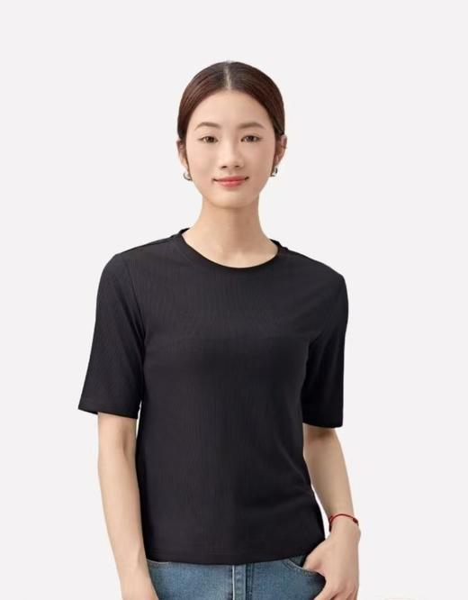 FF竹纤维女士简约圆领螺纹五分袖8070 商品图1