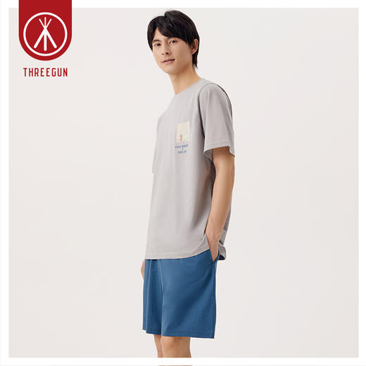 Threegun三枪 【舒肤棉】圆领短袖短裤男士家居套家居服套-82091D011 商品图9