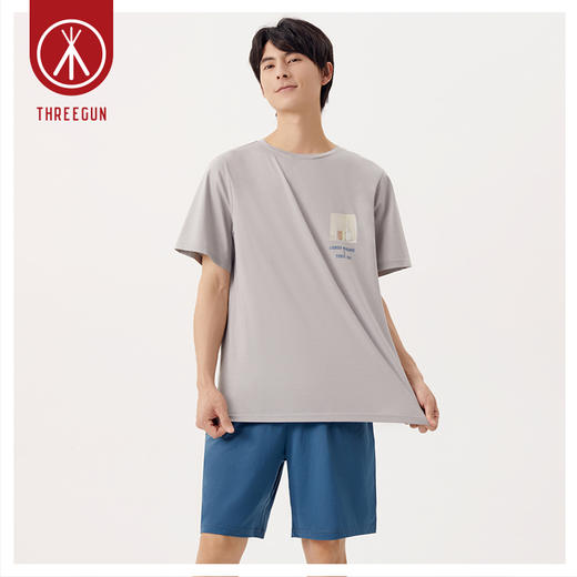 Threegun三枪 【舒肤棉】圆领短袖短裤男士家居套家居服套-82091D011 商品图10