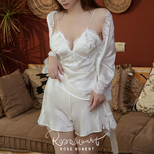 法式真丝蕾丝吊带短裤套装夏季性感睡衣家居服 T250313 商品图9