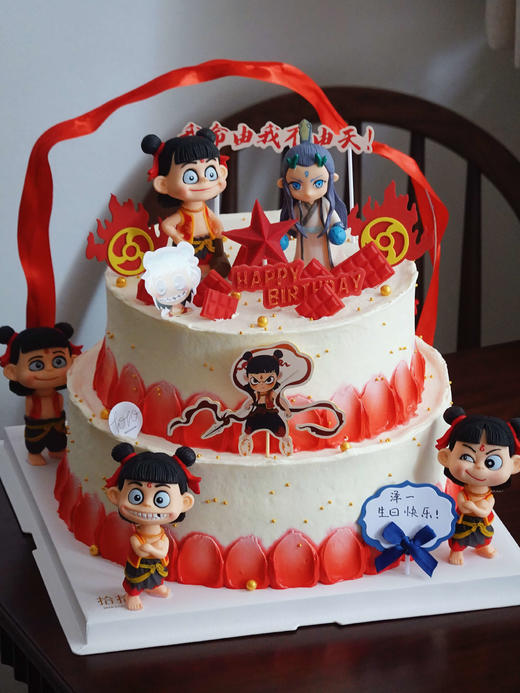 「公仔版·哪吒敖丙蛋糕」哪吒之魔童闹海·100%动物奶油（主图6寸·提前3天预订） 商品图1