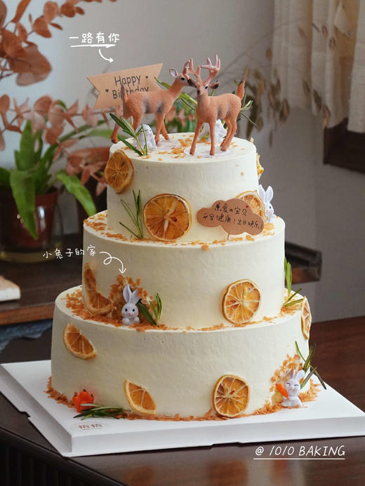 「一路有你·森系一鹿有你 」聚会大糕·100%动物奶油（附图6+8+10寸三层·提前24小时预订） 商品图0