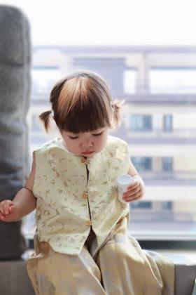 瑕疵|盛唐牡丹| Kids 百蝶织锦缎儿童马甲[特价品](特殊商品不退不换)