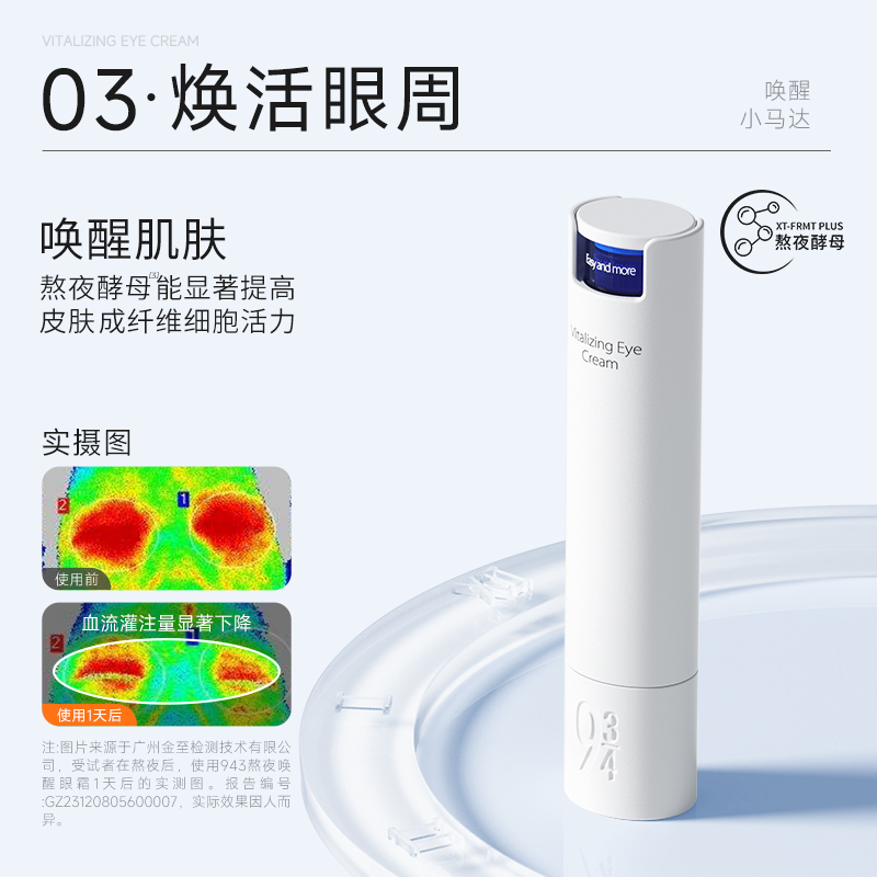 热卖！爆改黑眼圈！【下单赠中样9g*2+小样3g*1】943 熬夜唤醒眼霜 淡化眼周细纹 改善黑眼圈 保湿滋润 18g/支