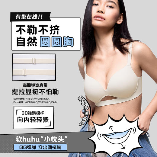 【积分兑换】[漫画杯无钢圈]光面无痕无钢圈3/4杯聚拢小胸显大收副乳文胸 商品图2