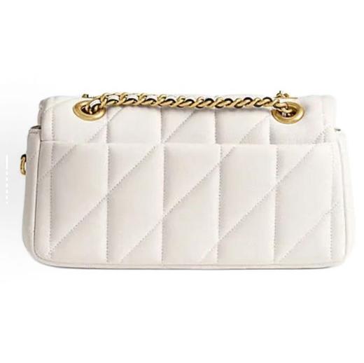 COACH蔻驰 Tabby 20 条纹绗缝推锁闭合标识翻盖 羊皮革 枕头包手提单肩包 小号 女款 粉笔白色 商品图1