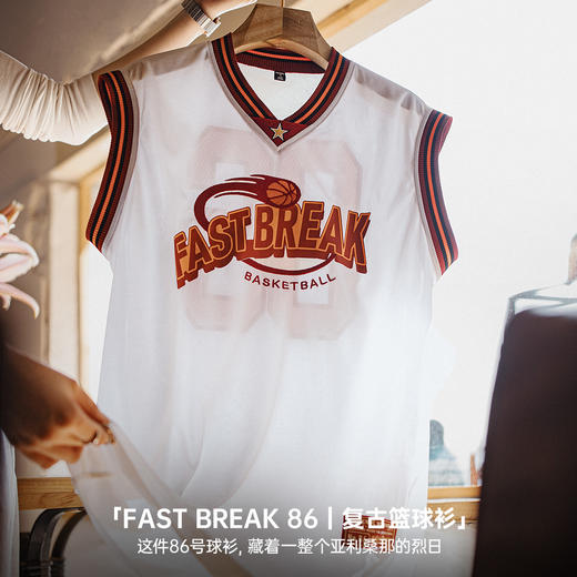 马登夏日高街运动宽松篮球服复古撞色T恤无袖慵懒球衣坎肩背心女 商品图1