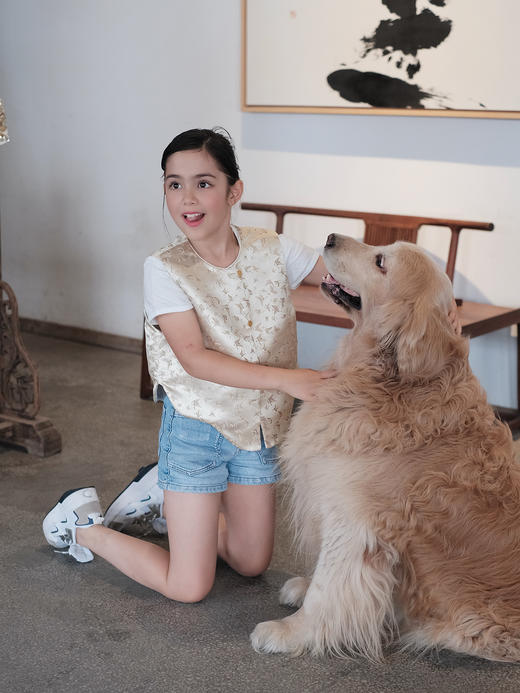 瑕疵|盛唐牡丹| Kids 百蝶织锦缎儿童马甲[特价品](特殊商品不退不换) 商品图9