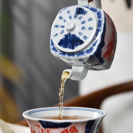 功夫茶壶茶具套装客厅家用陶瓷干泡盘茶杯国潮战马一壶2杯伴手礼成艺国潮战马四方壶干泡盘套组1壶2杯 商品图2