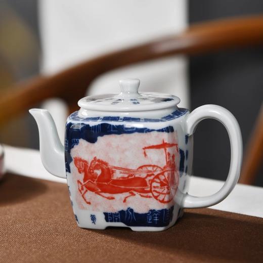 功夫茶壶茶具套装客厅家用陶瓷干泡盘茶杯国潮战马一壶2杯伴手礼成艺国潮战马四方壶干泡盘套组1壶2杯 商品图4
