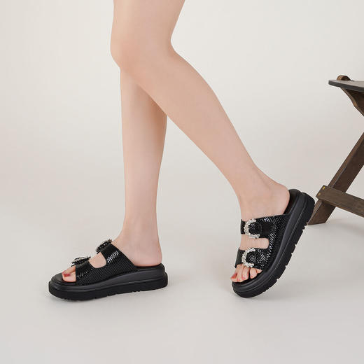 【夏季新款】西村名物2025年夏季新款舒适平底包脚露趾后空拖鞋T25BJ20861 商品图5