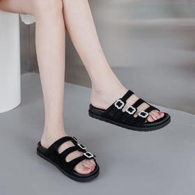 【夏季新款】西村名物2025年夏季新款舒适平底包脚露趾后空拖鞋T25BJ20731